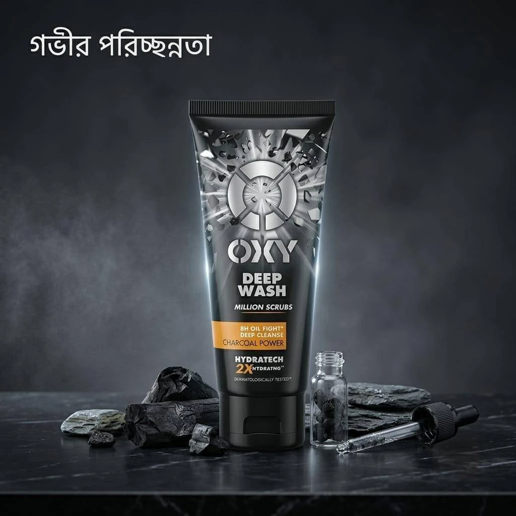 OXY Deep Wash Charcoal Power Face Wash with Million Scrubs – Men's Cleanser