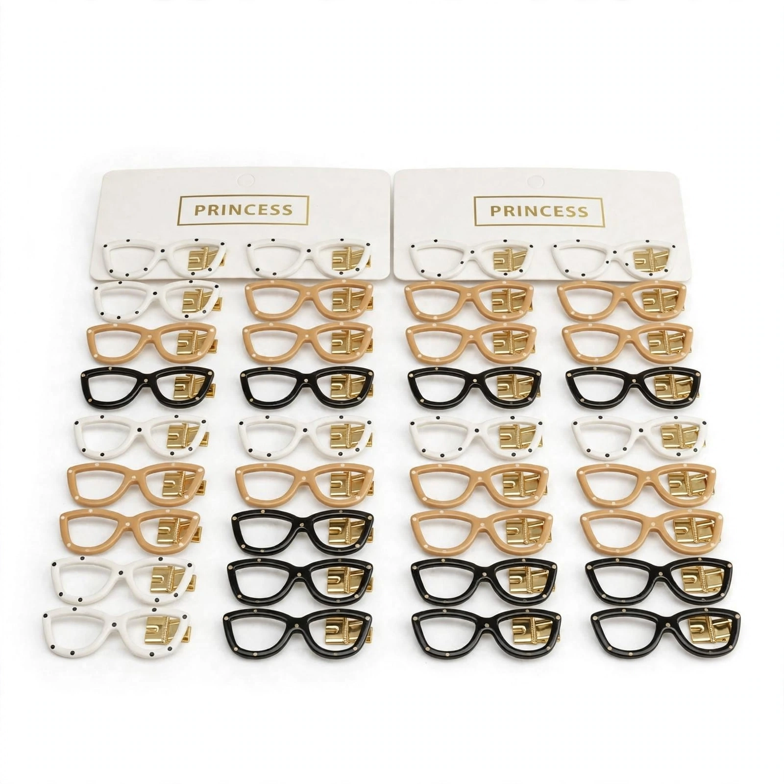 Princess Eyeglasses-Shaped Mini Hair Claws – 12-Piece Hair Clip Set