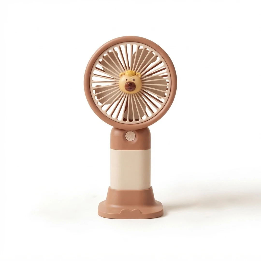 Cute Bear Portable Rechargeable Handheld Mini Fan – Desktop Personal Cooling Fan with Base