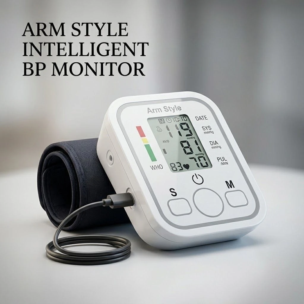 Arm Style BP Monitor – Digital Blood Pressure Machine with Large LCD