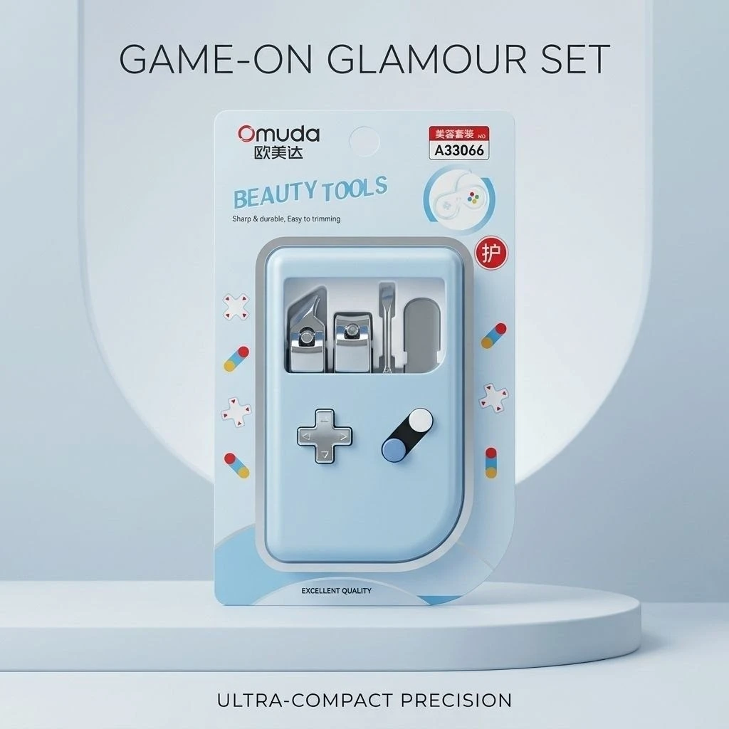 Omuda A33066 "Game-On Glamour Set" Beauty Tools Kit – Retro Console Case