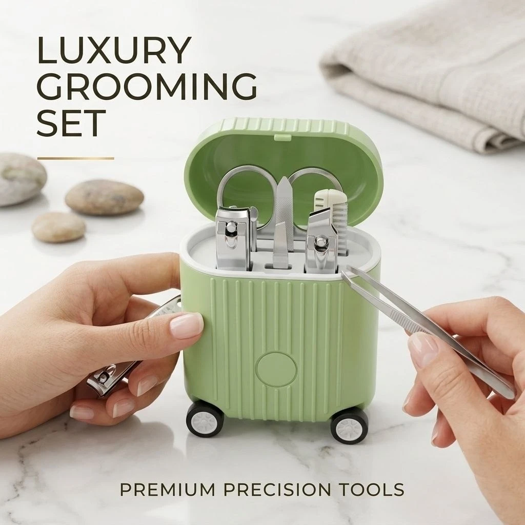 Luxury Mini Suitcase Grooming Set – Manicure Tools in Mini Suitcase Case