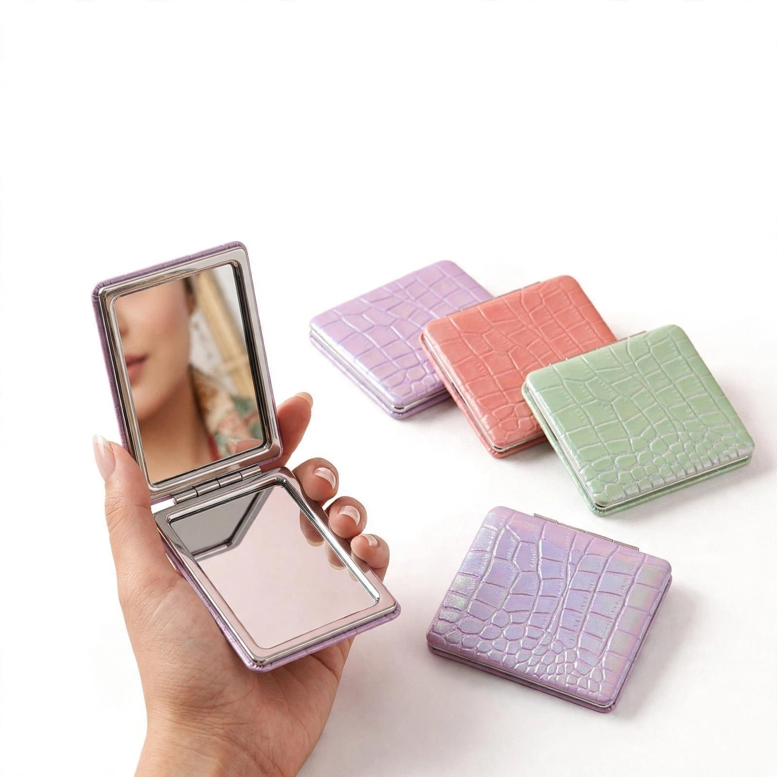 Vicky Compact Mirror – Flat & 2x Magnification for Detailed Grooming