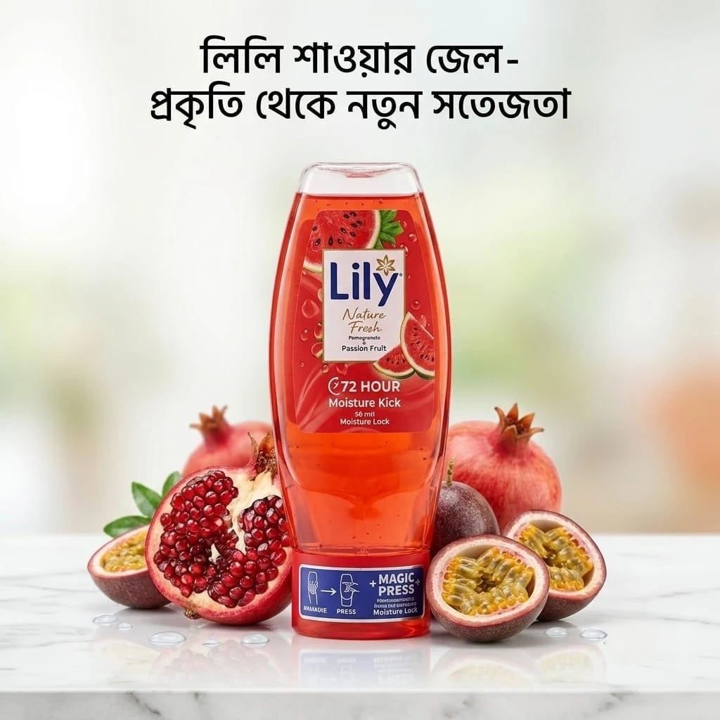 Lily Nature Fresh Pomegranate & Passion Fruit Shower Gel – 72H Moisture