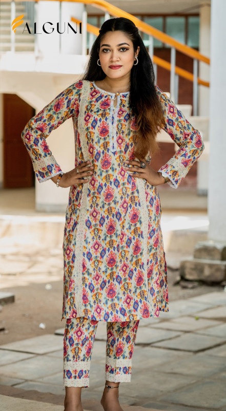 Premium Vibrant Crafted with super soft fabric Co-Ord Set with Lace Detailing