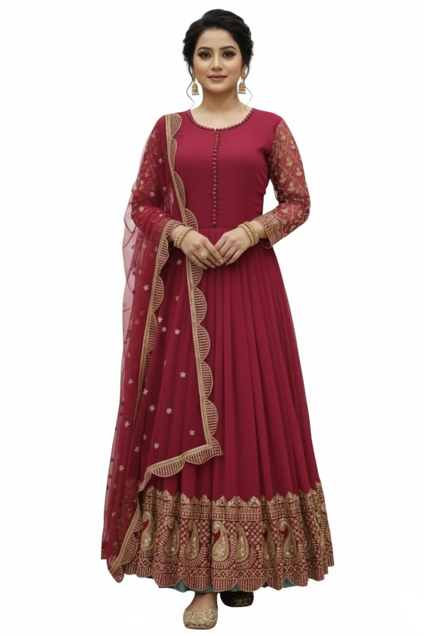 Elegant Embroidered Ready-Made Georgette Party Dress with Dupatta Shop Festive & Wedding Wear