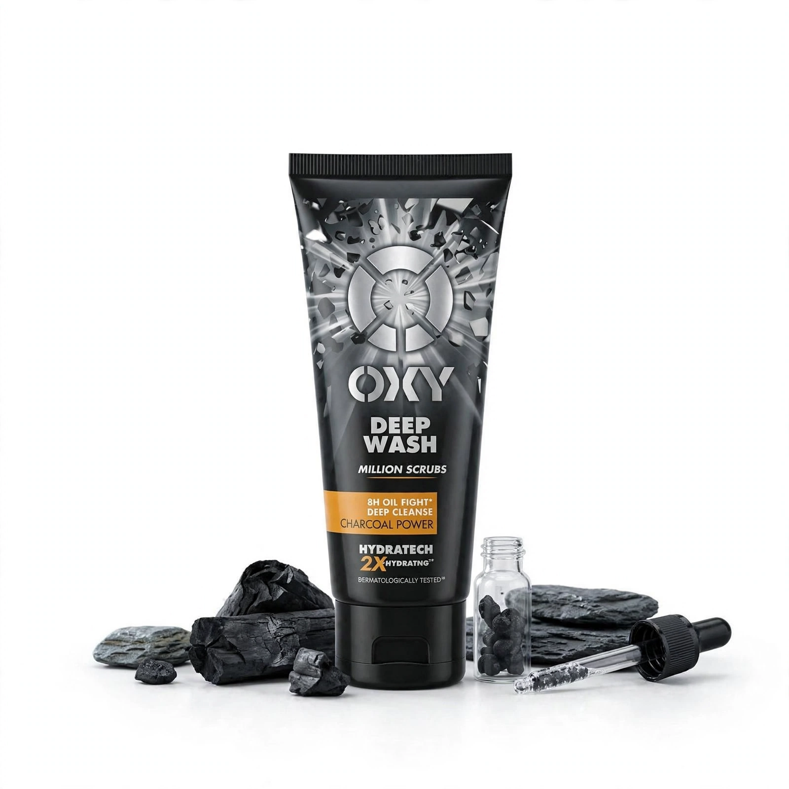 OXY Deep Wash Charcoal Power Face Wash with Million Scrubs – Men's Cleanser