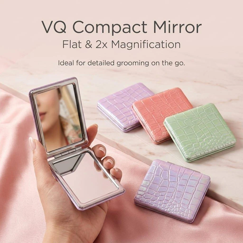 Vicky Compact Mirror – Flat & 2x Magnification for Detailed Grooming