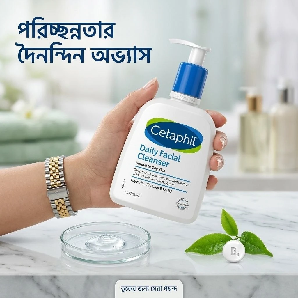 Cetaphil Daily Facial Cleanser (237ml) – For Normal to Oily Skin