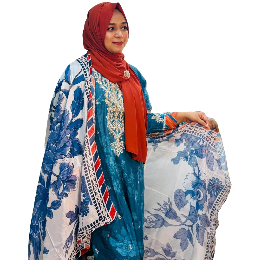 Pakistani-Inspired Premium Cotton Ready-Made Three-Piece Suit – Elegant Summer Collection