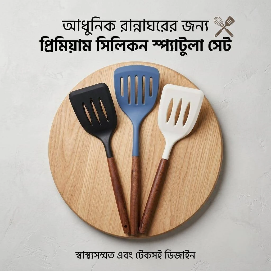 Silicone Slotted Spatula with Wooden Handle