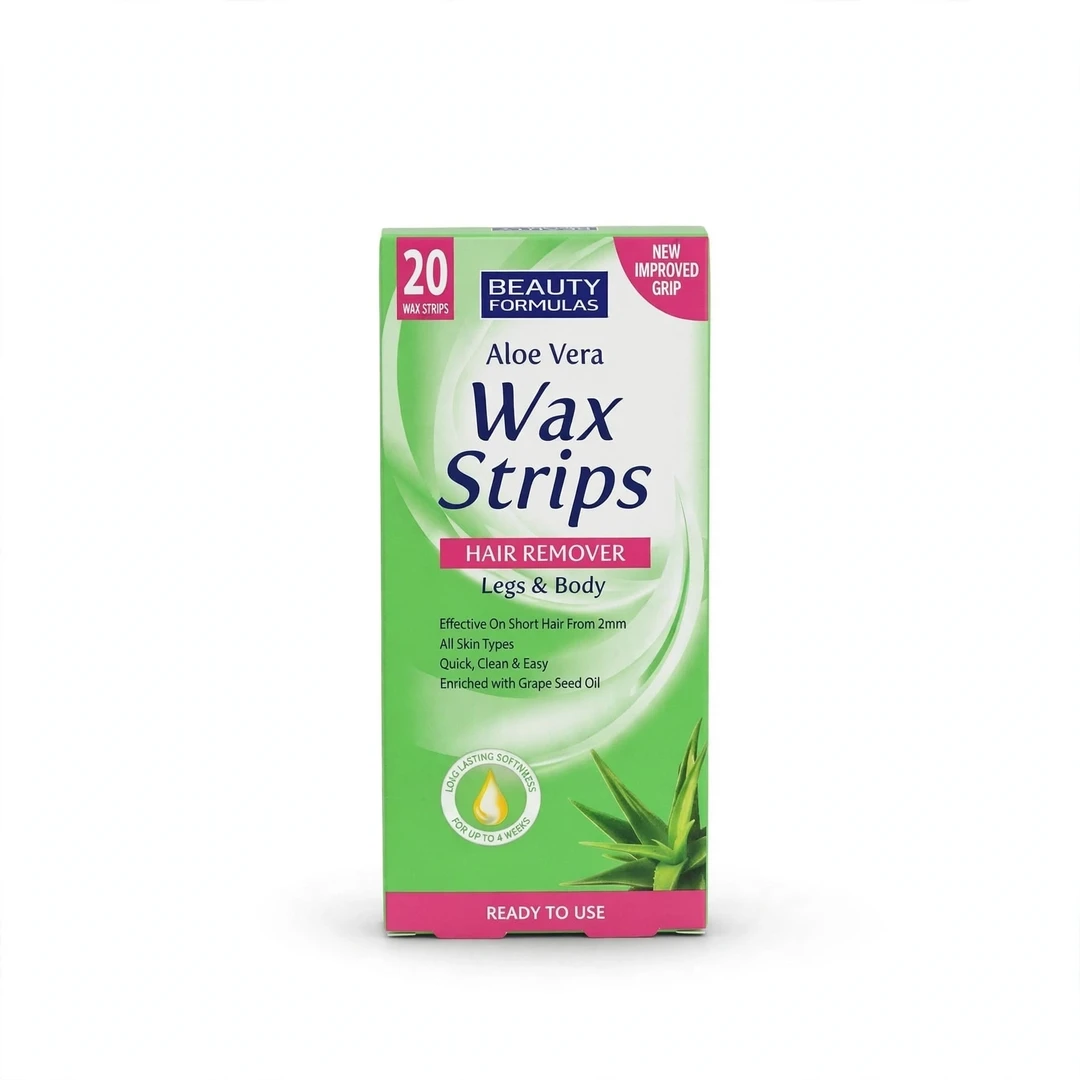 Beauty Formulas Aloe Vera Wax Strips for Legs & Body (20 Pack)