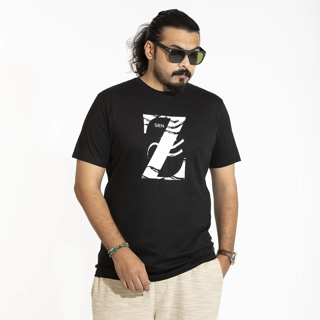 Men's Black "GEN Z" Graphic Print T-Shirt