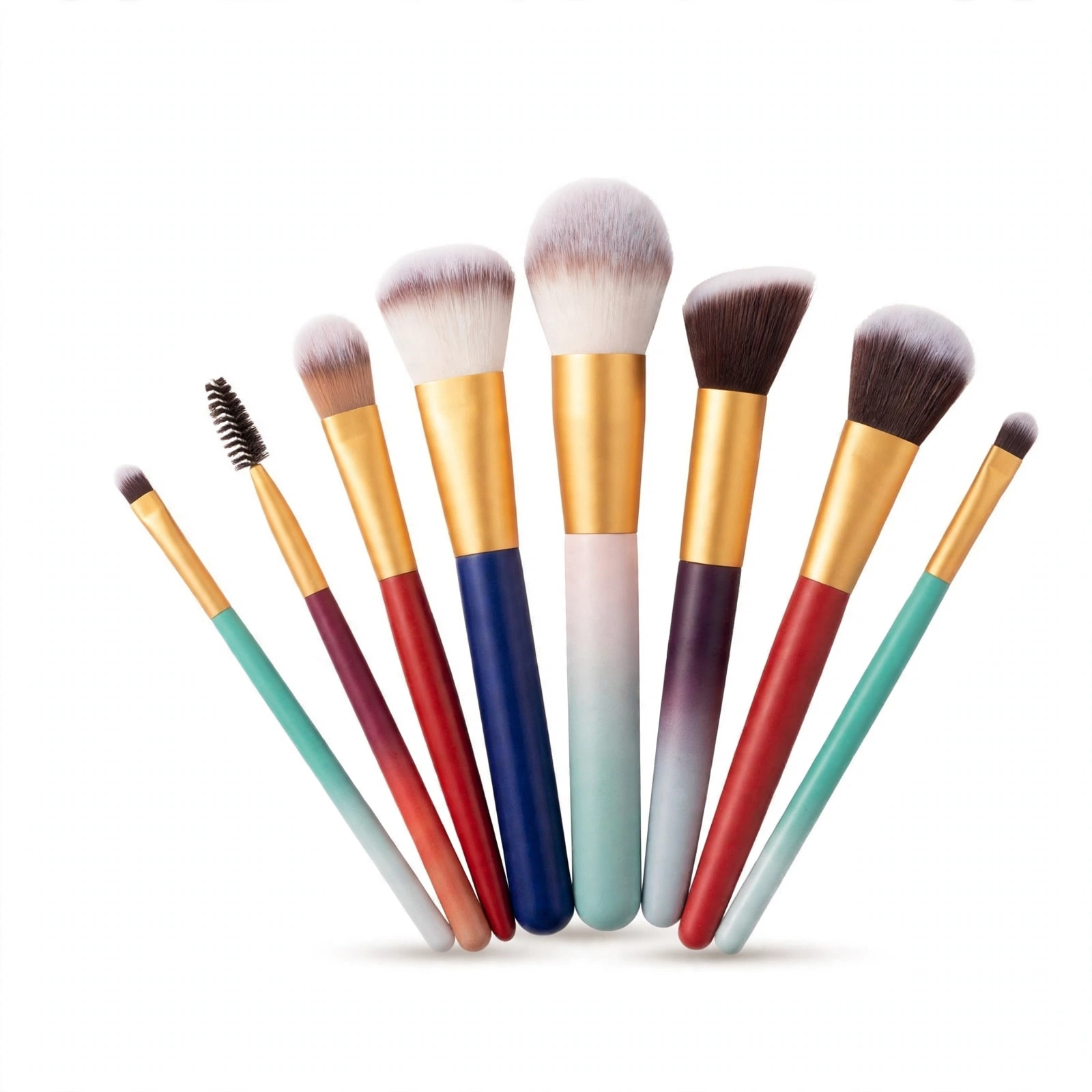 Professional Makeup Brush Set – Multi-Colored Synthetic Bristles Tool Kit