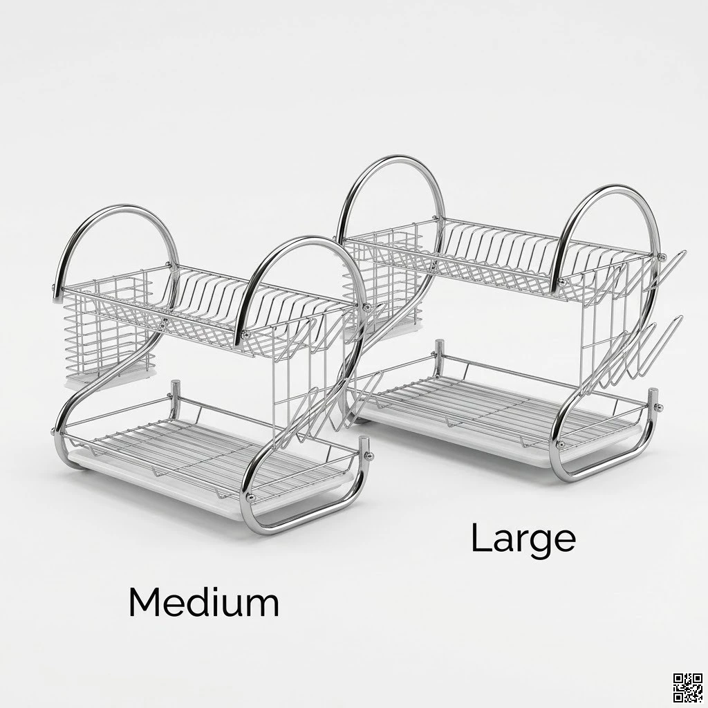 2-Layer Premium Chrome Dish Drainer - Durable Space-Saving Kitchen Drying Rack